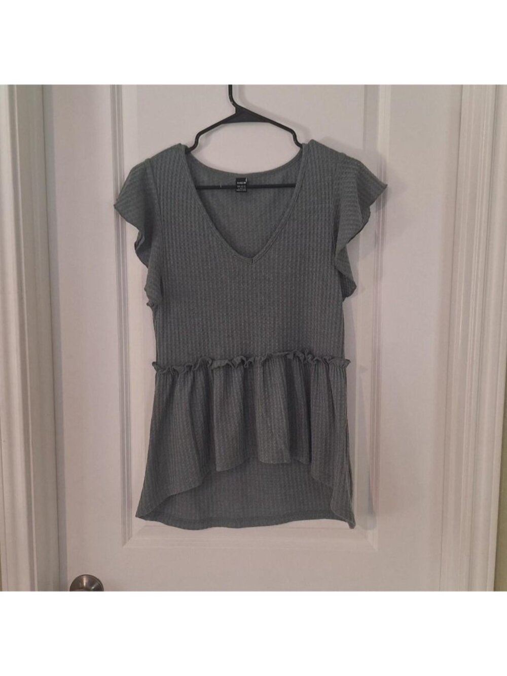SHEIN teal babydoll top with ruffle hem Size L #babydoll #feminine